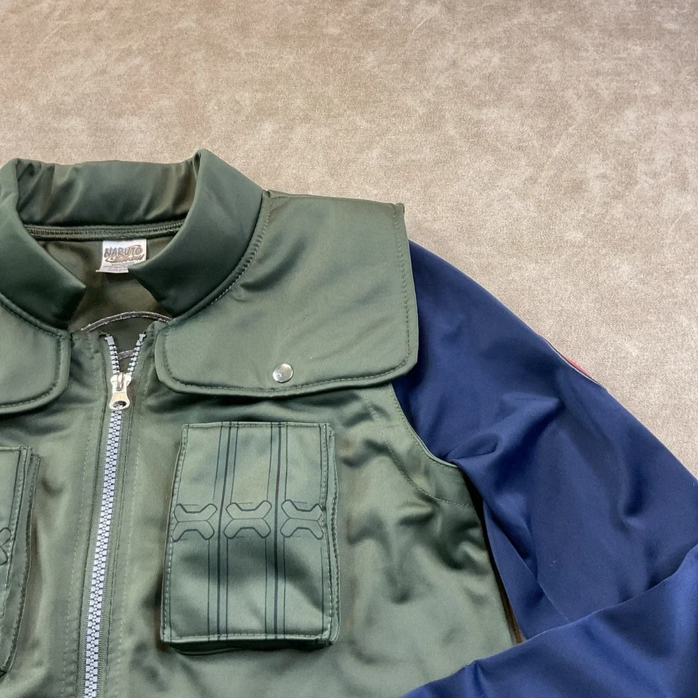 Naruto Shippuden Track Jacket Boys Sz L Anime Cosplay Zip Up Green Y2K Spirit